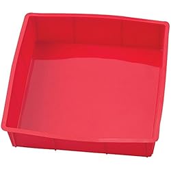 Inditradition Baking Silicone Cake Pan, Baking Mold | 9 x 9 x 1.6 Inch, Square, BPA Free (Red)