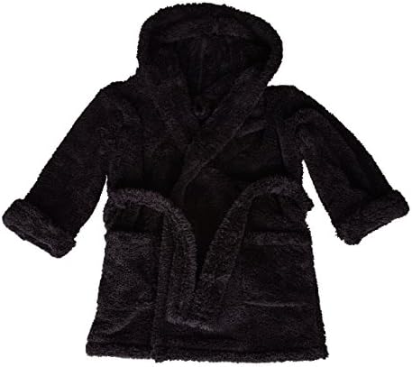 Postero Boys Girls Kids Hooded Fleece Comfortable Bathrobe Dressing Gown - PN401 Black Height 152cm