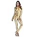 Produktbild Wonder Pretty Damen Catsuit Leder Jumpsuit Overall Catwoman Kostüme Latex Wetlook Sexy Dessous Ouvert Body Clubwear Gold L