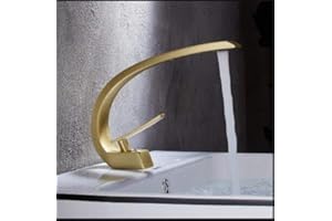 Grifos de lavabo AFUDER, grifo mezclador de baño moderno, grifo de lavabo negro/dorado, grifo de cascada fría y caliente de una sola manija