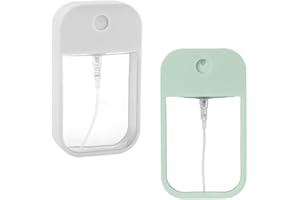 KIRZAX Set mit 2 kleinen Sprühflaschen à 45 ml, wiederverwendbarer Feinnebelsprüher, kleine tragbare Sprühflaschen aus Karton für Parfüm, Körperlotion und Make-up