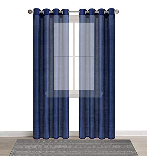 DEZENE Stylish Faux Silk Voile curtains for Sliding Glass French Patio Door - Set of 2 Panels - Eyel DEZENE Stylish Faux Silk Voile curtains for Sliding Glass French Patio Door - Set of 2 Panels - Eyel