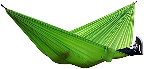 chuanghe3943 Double Camping Hammock Lightweight Parachute Portable Easy Hanging Hammocks for Hiking,Travel,Backpacking,Beach,Yard (Lime Green)