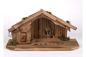 Holz und Gartentrends Weihnachtskrippe Krippe Krippenstall Weihnachten Weihnachtskrippen Tischkrippen Krippenfiguren (Weihnachtskrippe W08)
