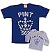 Father And Child Pint And Half Pint Coordinating Matching Tshirt Tops Navy Blue & Grey (Father Medium (42") & Child 3-4 years)