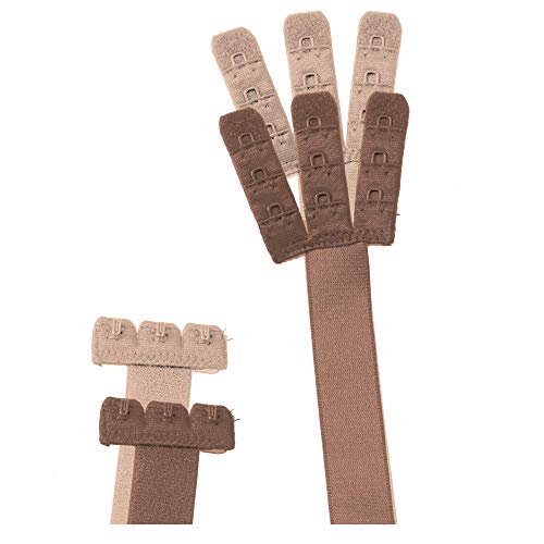 Bye Bra brettelles Dos-Nu Ultra-Douces, converteur de Soutien-Gorges 3-Crochets avec des extrémités Ajustables Facile à attachés, 2 pièces- Beige Clair et Beige Foncé