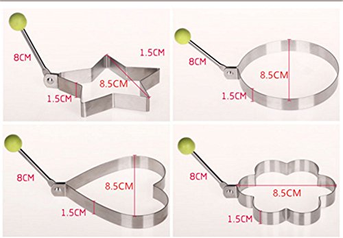 Interesting® 4Pcs Kochen Küchenhelfer Edelstahl Spiegelei Shaper Ring Pancake-Form-Form - 2
