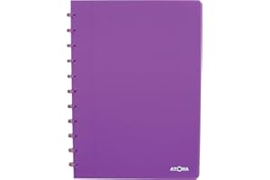 Atoma - Cahier à anneaux avec couverture en polypropylène recyclable - Format A4 - 72 Feuilles détachables (144 pages) - Ligné 8mm avec marge 23807