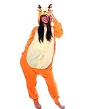 SAMGU Tier Onesie Pyjama Cosplay Kostüme Schlafanzug Erwachsene Unisex Animal Tieroutfit tierkostüme Jumpsuit Hirsch(Größe XL)