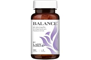 ‎LADY PASSION Lady Passion® BALANCE - für Frauen mit hochdosiertem Mönchspfeffer, Schafgarbenkraut & Eisen - 180 Kapseln für das Wohlbefinden während des Zyklus* - Vegan & Made in Germany