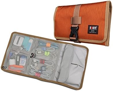 cable organiser, BUBM 3Folded design electronics organizer, travel carry case, Hanging Toiletry Cosmetics Bag, Cable Stable, Wash Bag, Baby Healthcare kit(3Folded,Gold)