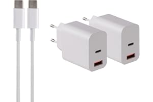 CUNSIEUN 2 Pack USB C Ladegerät 20W Schnellladegerät Netzteil Kompatibel mit iPhone 15/iPhone 15 Plus/iPhone 15 Pro/iPhone 15 Pro Max/iPad und mehr (mit 2x100cm USB-C Kabel)