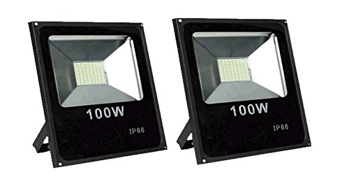 Generic 100-Watt Ultra Thin IP66 LED Flood Outdoor Light (Pack of 2, White)