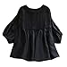 Produktbild Bluse Damen Herbst Shirt Rundhals Leinen Halbe Laterne Ärmel T-Shirt Übergröße Einfarbig Elastische Tops Oberteil Sweatshirt Langarmshirt Lose Hemd Tunika(L-5XL)