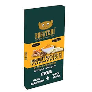 BOGATCHI Kids Chocolate with Natural Immunity Booster Turmeric Milk White Chocolate Bar, Crunchy, 80g