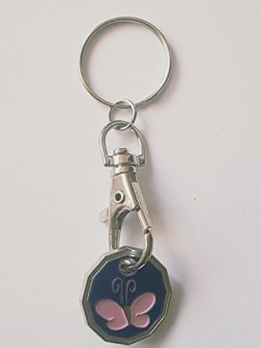 NEW SHAPE Shopping Trolley Token £1 Coin Pound Key Ring Clasp Supermarket Locker Gift (BUTTERFLY DESIGN)