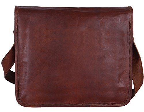 Rustic Town 13" Genuine Leather Handmade Crossbody Messenger Satchel Laptop Bag - Perfect for 14 inch and Smaller Laptops (Brown) - Image 5