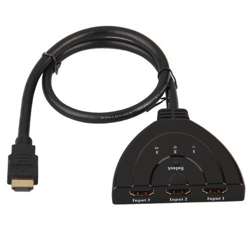 Moon mood® Automatisch HDMI Switch Verteiler 3x1 Auto Switch 3-In-Out 1 (Schwarz 3-In-Out 1)