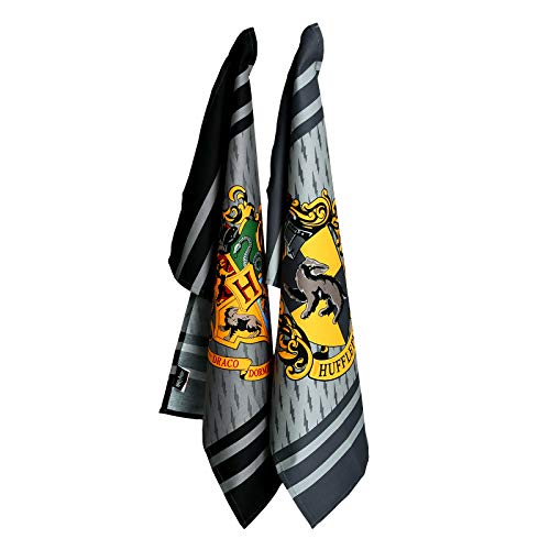 Groovy UK Asciugamani da tè Harry Potter Set di 2 Tassorosso Hogwarts Stemma 45x65 cm Cotone Foresta Elfica