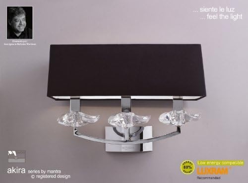 Akira Wall 3 Light Polished Chrome With Black Shade Switched