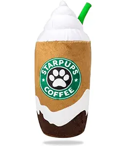 Starpups Funny Dog Birthday Toy - Cute Drinking Stuffed Plush Dog Squeaky Toys for Puppy Christmas for Small Medium Large Dogs