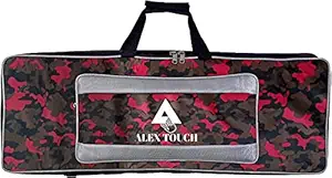 ALEXTOUCH 61 Keys Keyboard/Piano Bag-Cover PSR-E243, E343, E353, E363, E373, E453, E463, I455, I425, I400, I500 All Types Modals Heavy Padded (RED GREY MULTICOLOR)