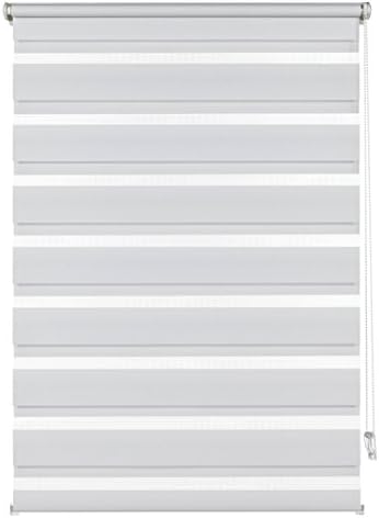 Deco CompanyDouble Roller Blind to be clamped on, Duo Roller Blind / Side Blind, Transparent and opaque stripes, All mounting parts included, White, 50 x 150 cm (WxH)