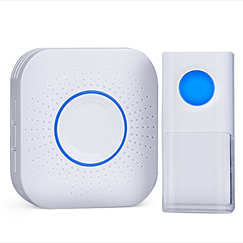Preisvergleich Produktbild DrahtloseTürklingel HOMORE Portable Funkklingel, Kabellose Mobile Klingel mit IP44 Wasserdichtsstufe, Wireless Digital Doorbell mit 1 Empfänger und 1 Transmitter für Zuhause, Büro, Hotel und mehr