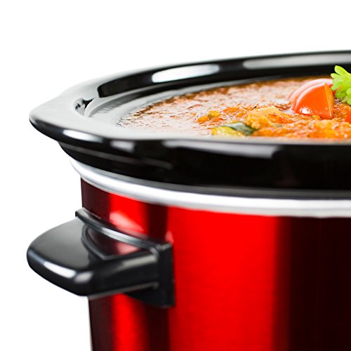 Andrew James – 6,5 Liter Premium Schongarer In Rot – Mit Sicherheitsglas Und Entnehmbarer, Innerer Keramikschüssel – 3 Temperaturstufen - 4