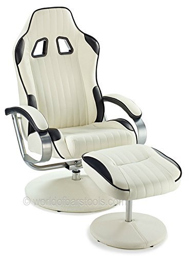 Racer Chair & Footstool Black & White