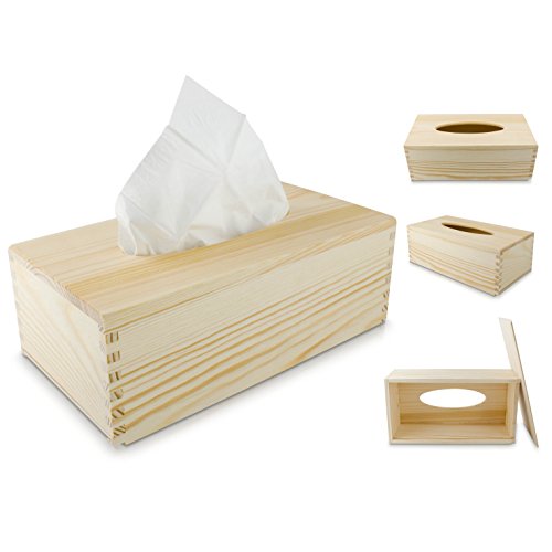 Universal Box aus Holz für Kosmetiktücher – Kiefer Naturbelassen Unbehandelt – ca. 25 x 13 x 9 cm – Venkon - 2