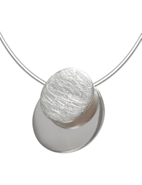 Vinani Damen-Anhänger doppelter Kreis gebürstet/glänzend mit Kette 925 Sterlingsilber ADK