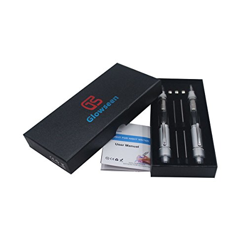 Glowseen LED-Licht Stift Light up Pen Licht für Nacht Schriftsteller mit extra Stift Minen,2per-pack,Weiß - 2