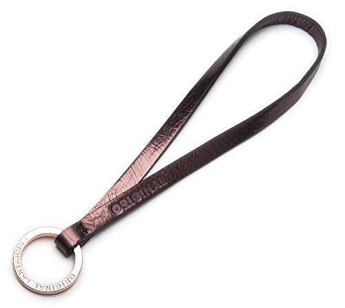 Original Lanyards® Portachiavi con cordino in vera pelle in versione lunga o corta - (Prodotto in Portogallo), Bordeaux - kurz