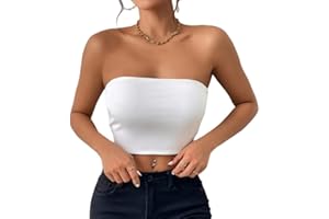 Sukiglam Crop Top Donna Estivo Sexy Slim Fit Tubo Tops a Fascia Basic Senza Maniche Stretchy Elegante Y2k Backless T-Shirt Non Imbottito Tessuto a Doppio Strato