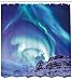 Produktbild Abakuhaus Winter Duschvorhang, Aurora Borealis Island, mit 12 Ringe Set Wasserdicht Stielvoll Modern Farbfest und Schimmel Resistent, 175x220 cm, Meeresgrün Lila Blau