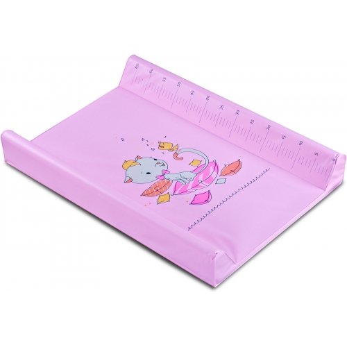Baby Cot Padded Changing Mat with Hard Base and Measuring Scale - Pink Kitty
