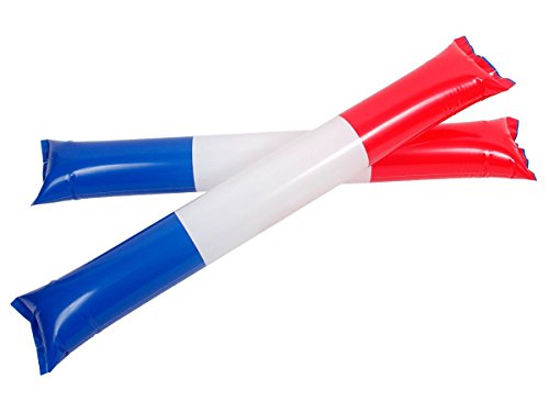 Lot de 2 clap clap Bâtonnets Gonflable, AIR BANG tricolore pour applaudir (Alsino 00/0832) bleu blanc rouge accessoire déguisement supporter des bleus soirée à thème évenement national sportif France
