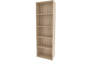 Oskar-Store Livinity Bücherregal Bob, 190 x 60 cm, Wohnzimmer Standregal mit 5 Fächern (Sonoma)