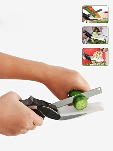 2-in-1 Food Chopper, Clever Cutter Kitchen Knife and Cutting Board combined, Food Fruits Vegetable Chopper and Baby Food Supplement Scissors