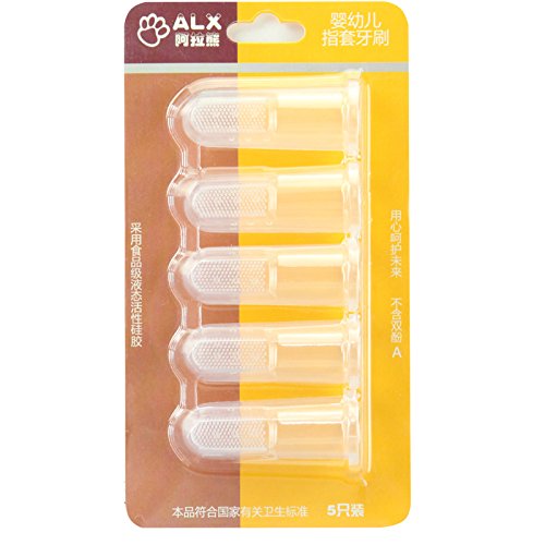 Safety Soft Silicone Baby Infant Oral Massager Brush Tongue Cleaner Tooth Brush With Scraper Finger Cover Toddler Tongue Scraper Tools [ 5 pcs ]