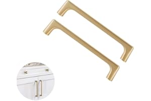 Tiradores Armarios, SYDARSYN 2pcs Tiradores de Cajón de Latón Cepillado, Tiradores de Aleación de Zinc de Estilo Europeo, con Tornillos (128mm)