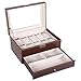 Produktbild BASTUO Watch Box 10 Herrenuhr Vitrinenhalter mit PU Leder Schmuck Vitrine mit Schlüssel und Schloss, braun mit Glasplatte