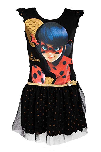 Miraculous LadyBug Cat Noir - Vestido - para niña - 540-046 [Negro - 10 años - 140 cm]