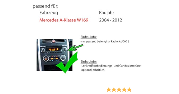 Mercedes A Klasse W169 Audio 5 Autoradio Radio Jvc Kd T706bt Bluetooth Spotify Mp3 Usb Android Cd Einbauzubehor Einbauset Amazon De Elektronik Foto