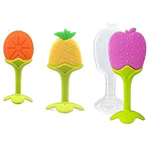 BCARE Silicone Fruit Shape Teether for Baby Toddlers Infants Children Pack of 3