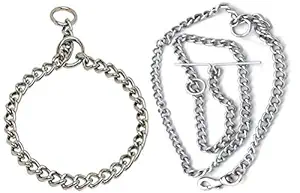 DOGBIT Dog Choke Chain with Chain Leash Length 152 cm(Extra Large Size) for Big Dog, Weight-790g,with Choke Chain 60cm