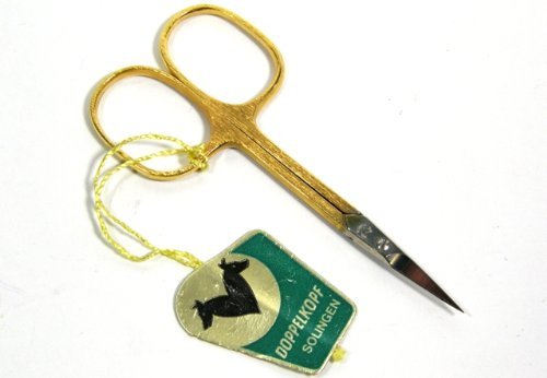 Solingen BS Doppelkopf Nail Scissors 3 1/2 Inches Gold-Plated Grip