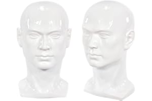 Davinona Bright White Glossy Professional Male PVC Mannequin Head Dissplay Doll Head Stand Dummy Realistic Head Manikin Head for Display Headset, Headphone, Game Console, Hats, Wigs Jewellery (L30LB)