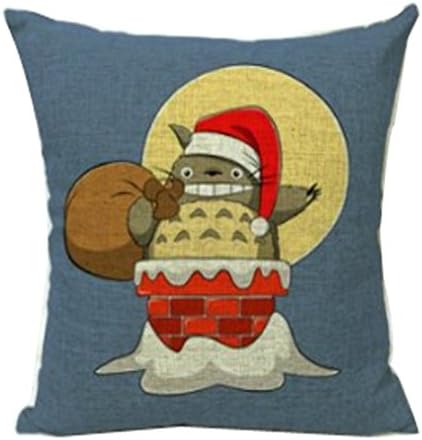 BINNY Beige Cotton Line 45*45CM Square Waist Cushion Cover Home Bed Decor Pillow Case Totoro Wear a Hat In Moon Cartoon B